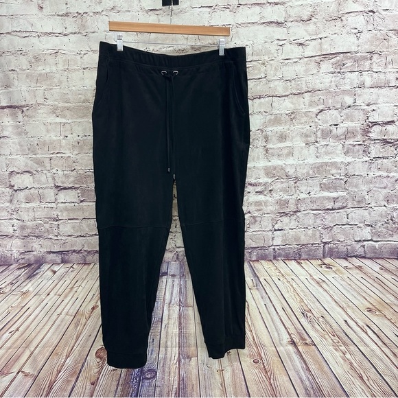Susan Graver Black Faux Suede Jogger Pants - Picture 1 of 9